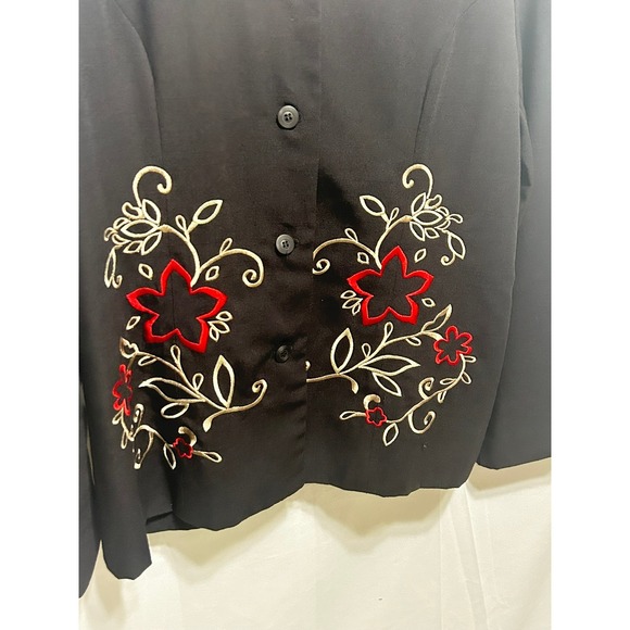 NWT Sage Harbor Black Embroidered Floral Xmas Top Blazer Women Size‎ 16 - Picture 7 of 10